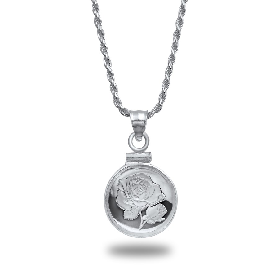 Sterling Silver Rose Necklace