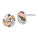 Sterling Silver Rose Rhodium-plated Post Earrings - 15 mm
