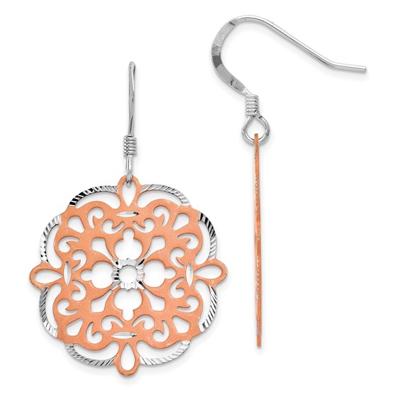 Sterling Silver Rose-tone 18K Dangle Earrings - 39.5 mm Sterling Silver Rose-tone 18K Dangle Earrings - 39.5 mm