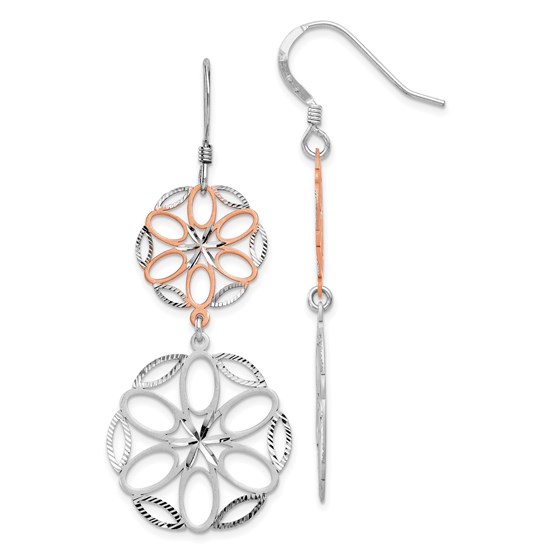 Sterling Silver Rose-tone 18K Dangle Earrings - 55 mm Sterling Silver Rose-tone 18K Dangle Earrings - 55 mm