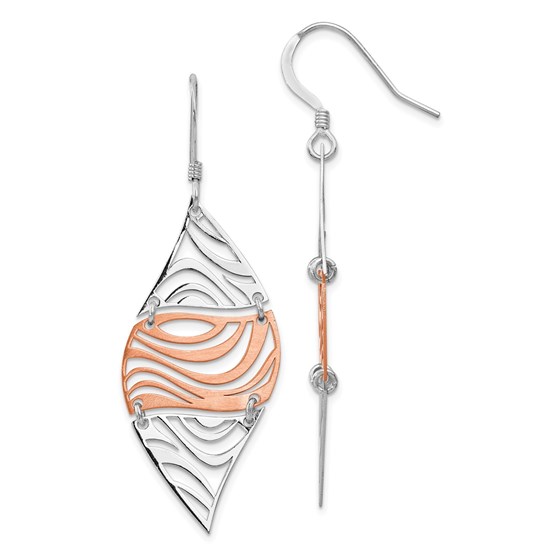 Sterling Silver Rose-tone 18K Dangle Earrings - 56 mm Sterling Silver Rose-tone 18K Dangle Earrings - 56 mm