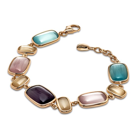 Sterling Silver Rose-tone Cat's Eye Bracelet Sterling Silver Rose-tone Cat's Eye Bracelet