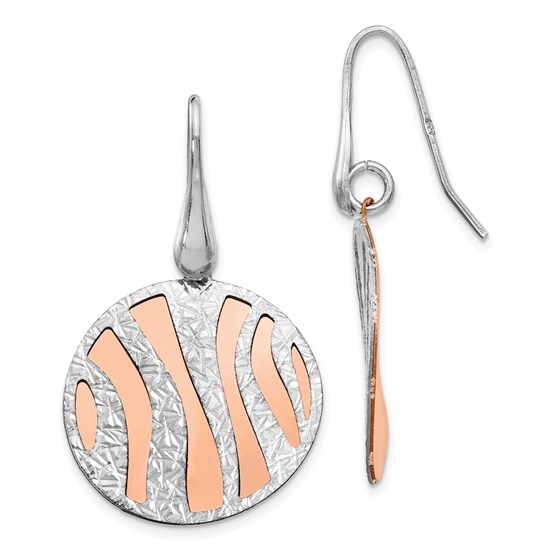 Sterling Silver Rose-tone D/C Dangle Earrings - 38 mm Sterling Silver Rose-tone D/C Dangle Earrings - 38 mm