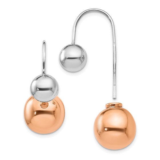 Sterling Silver & Rose-tone Dangle Earrings - 29 mm Sterling Silver & Rose-tone Dangle Earrings - 29 mm
