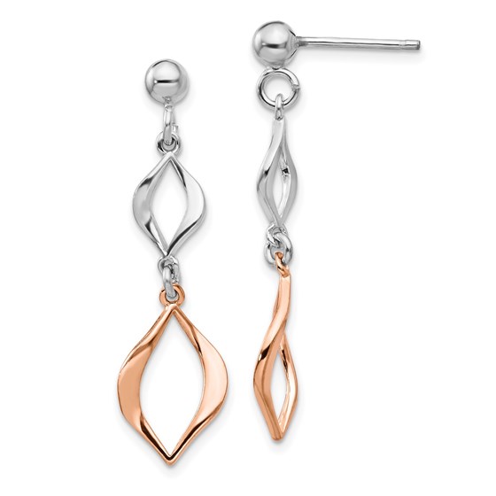 Sterling Silver & Rose-tone Dangle Earrings - 37.09 mm Sterling Silver & Rose-tone Dangle Earrings - 37.09 mm