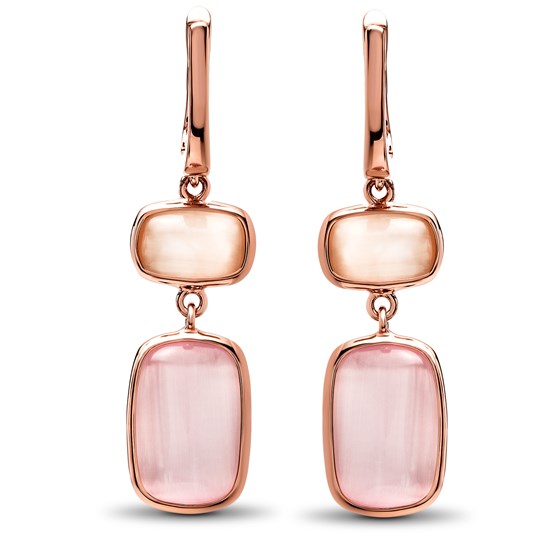Sterling Silver Rose-tone Pink Cat's Eye Leverback Earrings Sterling Silver Rose-tone Pink Cat's Eye Leverback Earrings