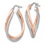 Sterling Silver Rose-tone Textured Hoop Earrings - 32.5 mm