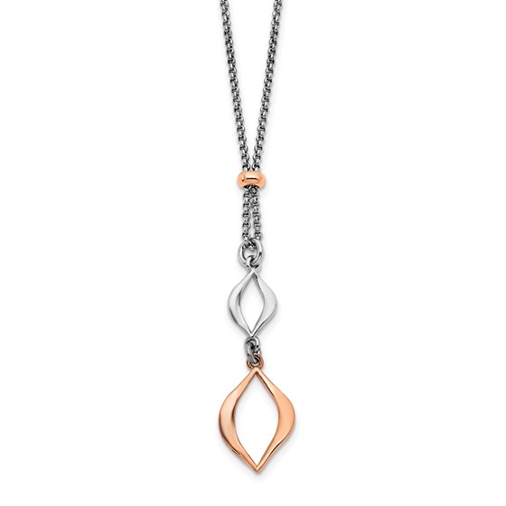 Sterling Silver & Rose-tone w/1.5in ext. Necklace - 15.5 in. Sterling Silver & Rose-tone w/1.5in ext. Necklace - 15.5 in.
