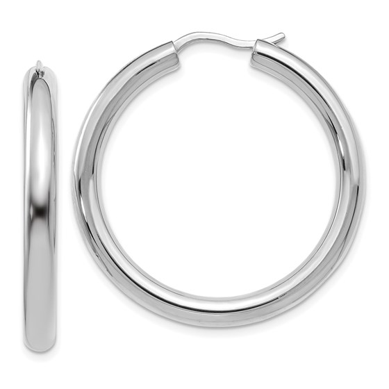 Sterling Silver RP 3.5mm Tube Earrings - 33 mm Sterling Silver RP 3.5mm Tube Earrings - 33 mm