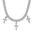 Sterling Silver RP 3-Cross w/4in. Ext. Choker Necklace - 13 in.