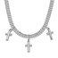 Sterling Silver RP 3-Cross w/4in. Ext. Choker Necklace - 13 in.