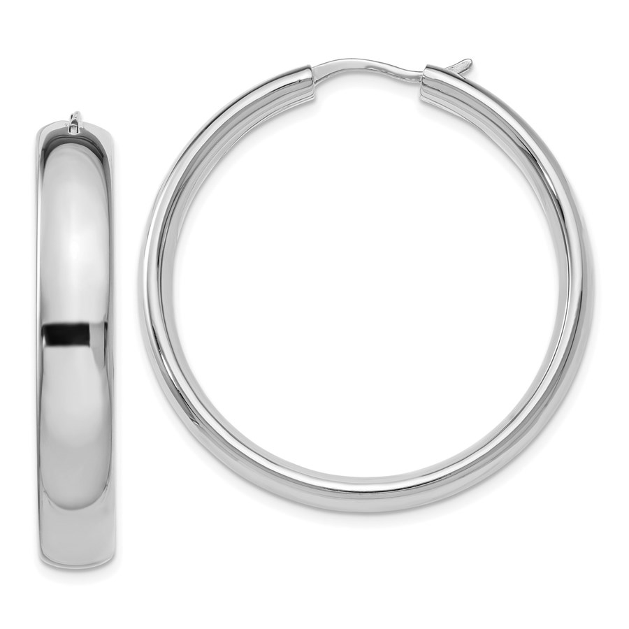 Sterling Silver RP 6mm Half Round Tube Earrings - 38 mm