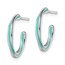 Sterling Silver RP Aqua Enameled Hoop Earrings - 17.5 mm