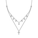 Sterling Silver RP CZ Cross w/ 2in ext. Necklace - 16 in.