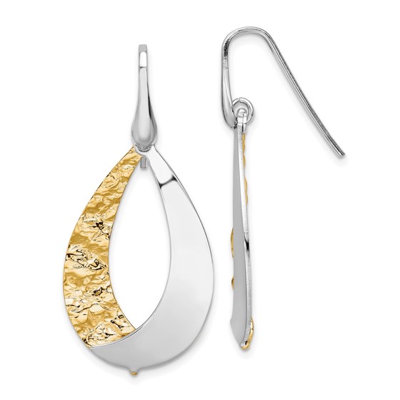 Sterling Silver RP Gold-plated D/C Dangle Earrings - 42.75 mm Sterling Silver RP Gold-plated D/C Dangle Earrings - 42.75 mm