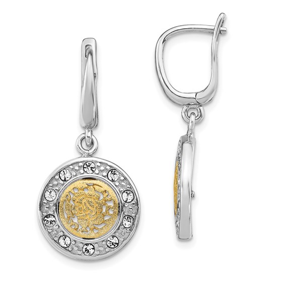 Sterling Silver RP Gold-tone Crystal Earrings - 29.31 mm