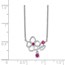 Sterling Silver RP Pink CZ Flower w/2in. Ext. Necklace - 16 in.