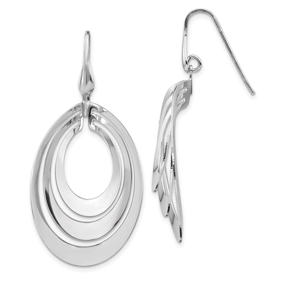 Sterling Silver RP Polished and Brushed Dangle Earring - 50.6 mm Sterling Silver RP Polished and Brushed Dangle Earring - 50.6 mm