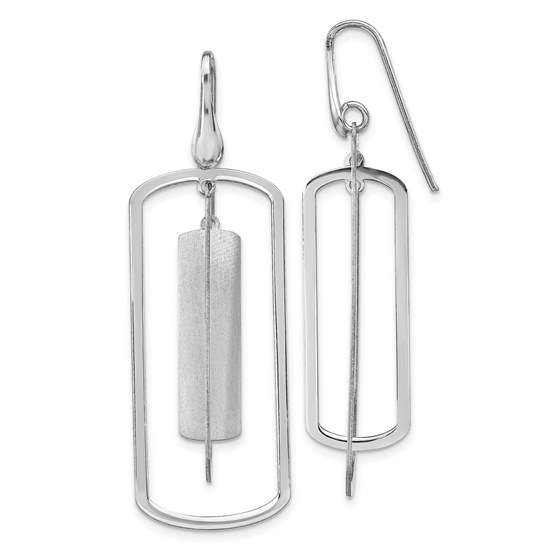 Sterling Silver RP Polished & Brushed Dangle Earrings - 53.7 mm Sterling Silver RP Polished & Brushed Dangle Earrings - 53.7 mm
