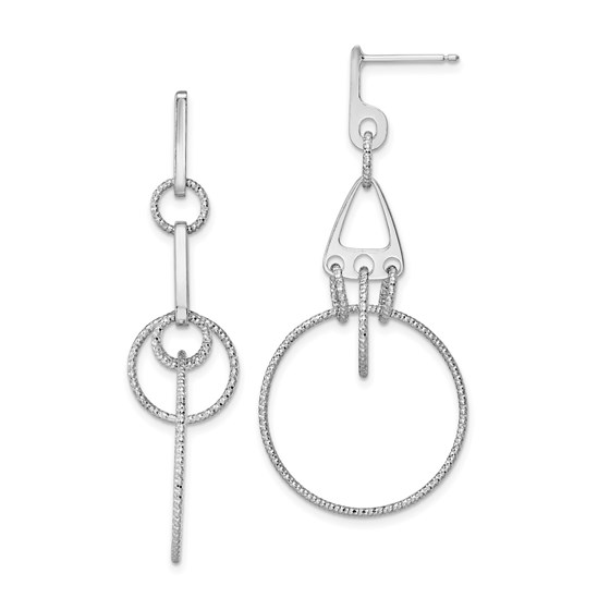 Sterling Silver RP Polished D/C Post Dangle Earrings - 52.5 mm Sterling Silver RP Polished D/C Post Dangle Earrings - 52.5 mm