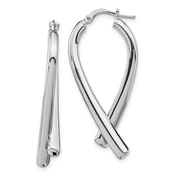 Sterling Silver RP Polished Post Dangle Earrings - 40 mm Sterling Silver RP Polished Post Dangle Earrings - 40 mm