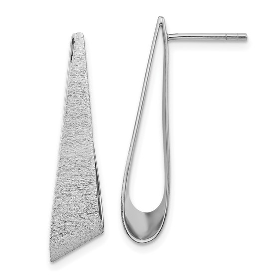 Sterling Silver RP Sand-finish Post Dangle Earrings - 28.73 mm
