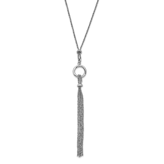 Sterling Silver RP Tassel w/1.5in ext. Necklace - 15 in. Sterling Silver RP Tassel w/1.5in ext. Necklace - 15 in.
