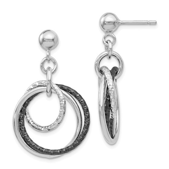 Sterling Silver Ruthenium Plated Post Dangle Earrings Sterling Silver Ruthenium Plated Post Dangle Earrings