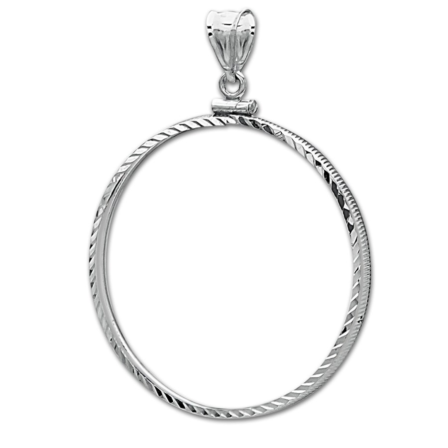 Sterling Silver Screw Top Diamond Cut Coin Bezel - 39.4 mm