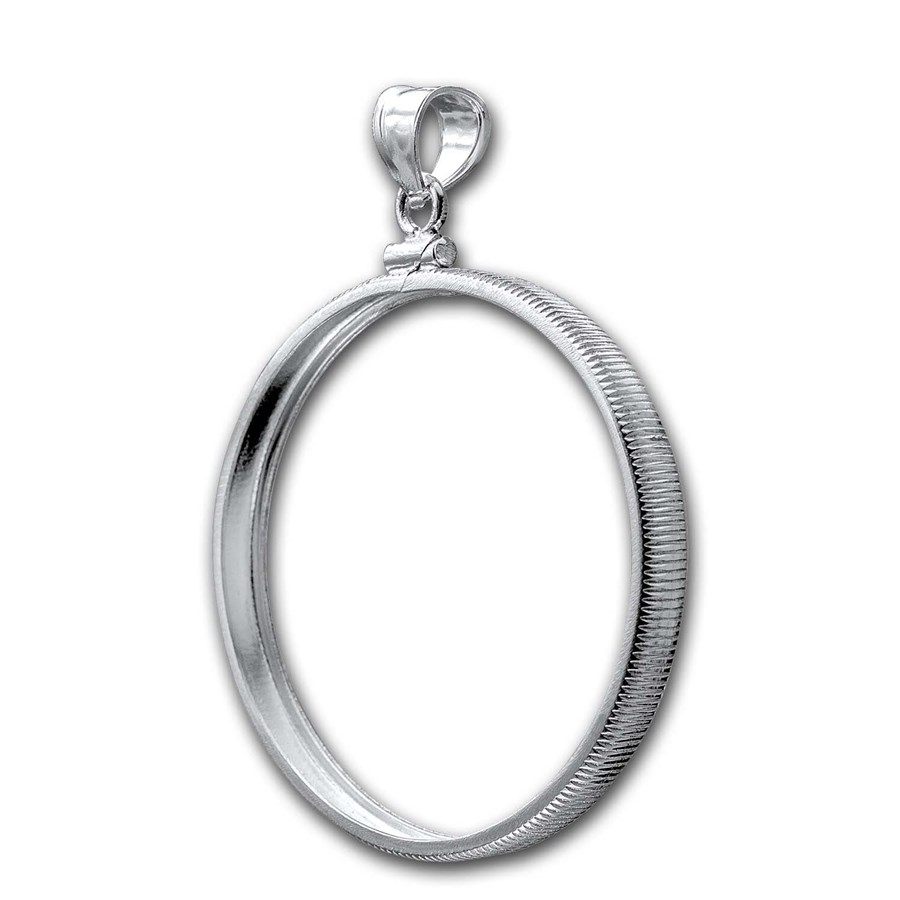 Sterling Silver Screw Top Plain Coin Bezel - 39 mm