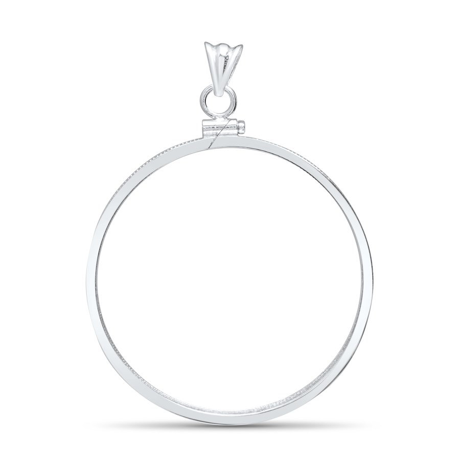 Sterling Silver Screw Top Plain Front Coin Bezel - 38 mm