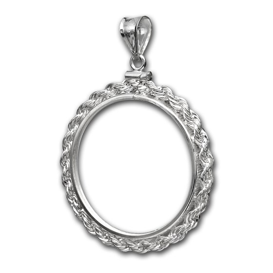 Sterling Silver Screw Top Rope Polished Coin Bezel - 39.4 mm