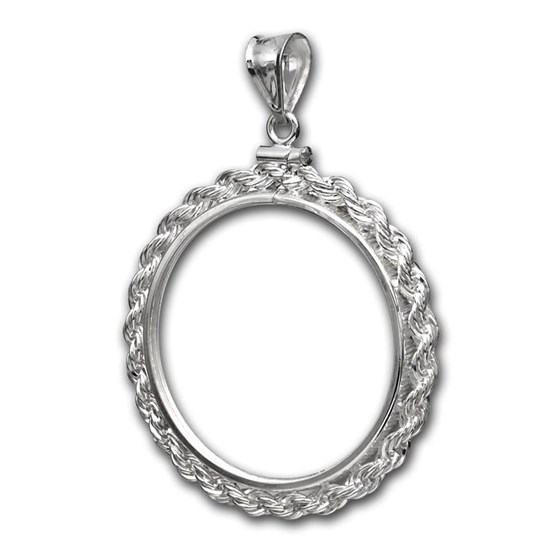 Sterling Silver Screw Top Rope Polished Coin Bezel - 40.6 mm Sterling Silver Screw Top Rope Polished Coin Bezel - 40.6 mm