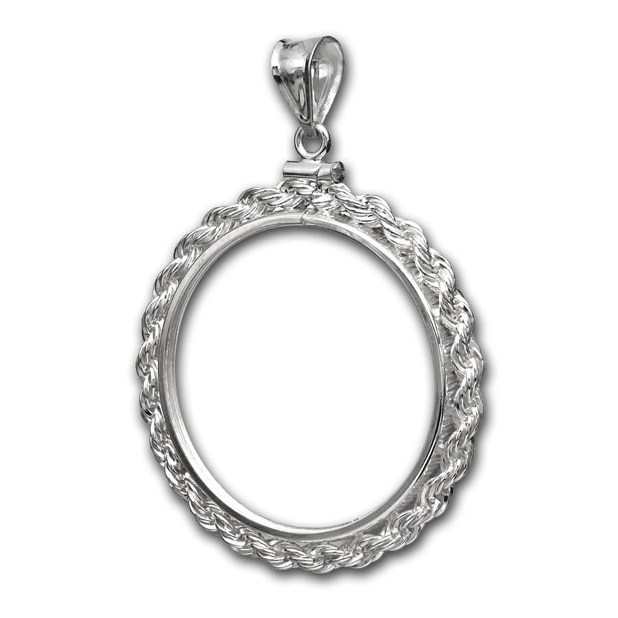 Sterling Silver Screw Top Rope Polished Coin Bezel - 40.6 mm