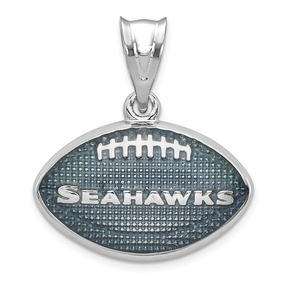 Sterling Silver Seattle Seahawks Enameled Football Pendant Sterling Silver Seattle Seahawks Enameled Football Pendant