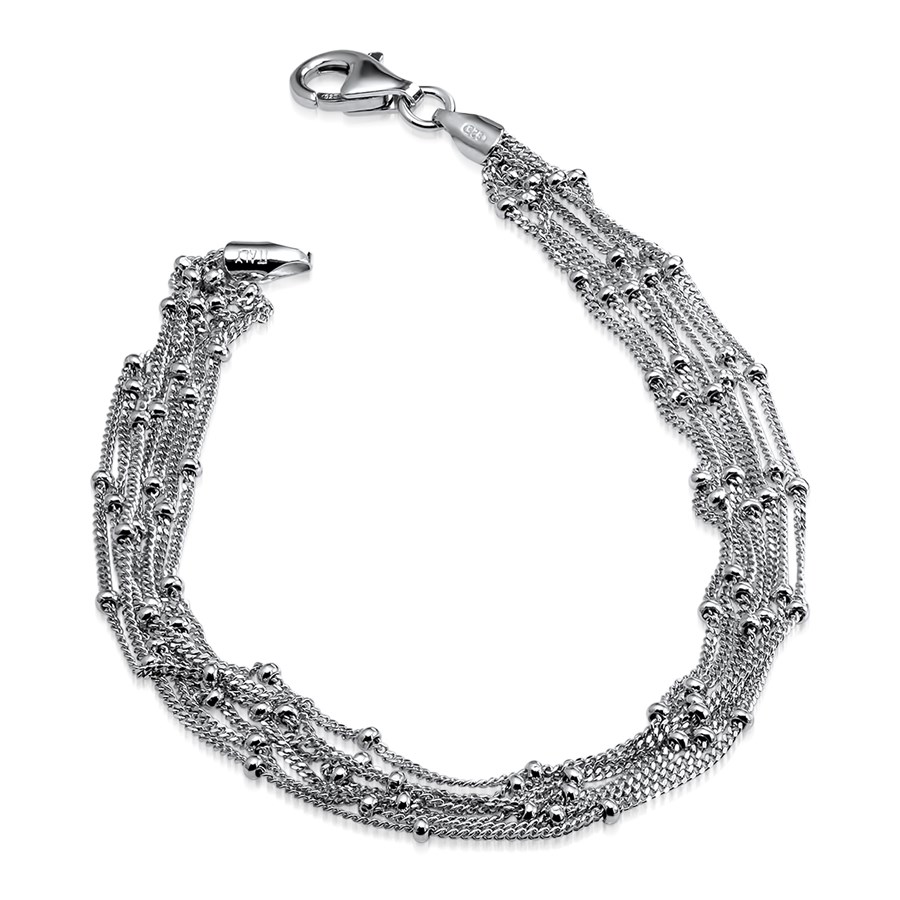 Sterling Silver Seven Strand Beaded Bracelet