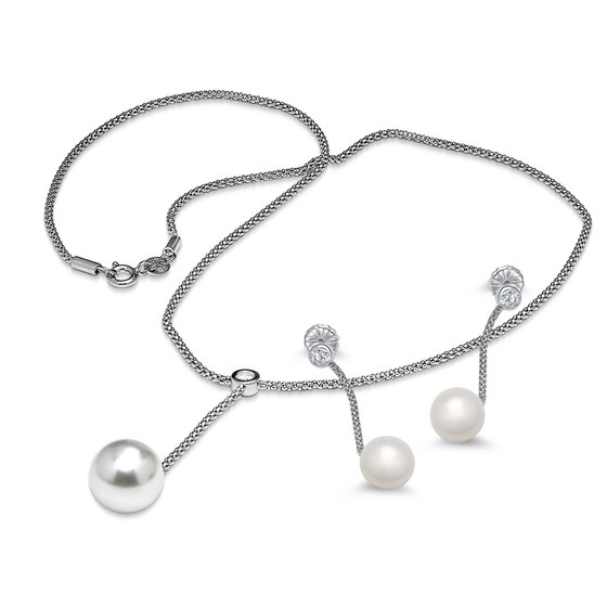Sterling Silver Shell Pearl Necklace & Earring Set Sterling Silver Shell Pearl Necklace & Earring Set