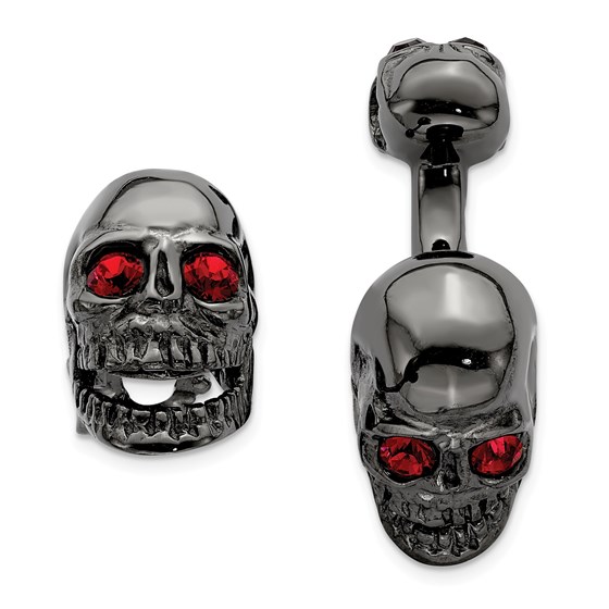 Sterling Silver Swarovski Movable Skull Cuff Link Sterling Silver Swarovski Movable Skull Cuff Link