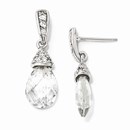 Sterling Silver Teardrop Zirconia Dangle Post Earrings