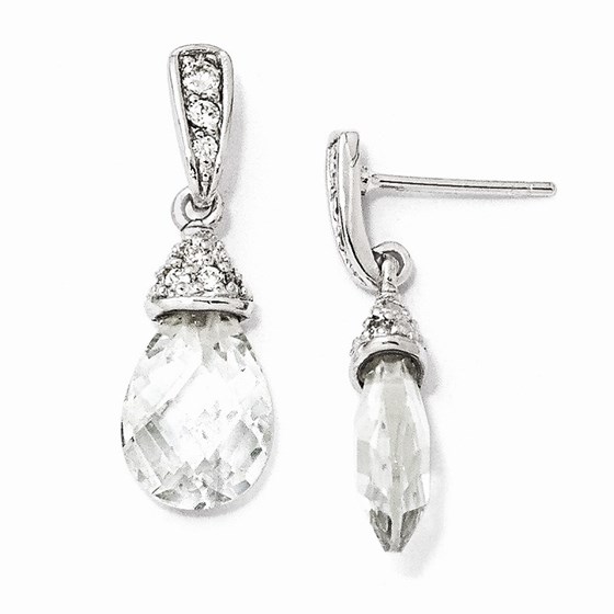 Sterling Silver Teardrop Zirconia Dangle Post Earrings Sterling Silver Teardrop Zirconia Dangle Post Earrings