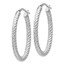 Sterling Silver Textured Oval Hinged Hoop Earrings - 35 mm