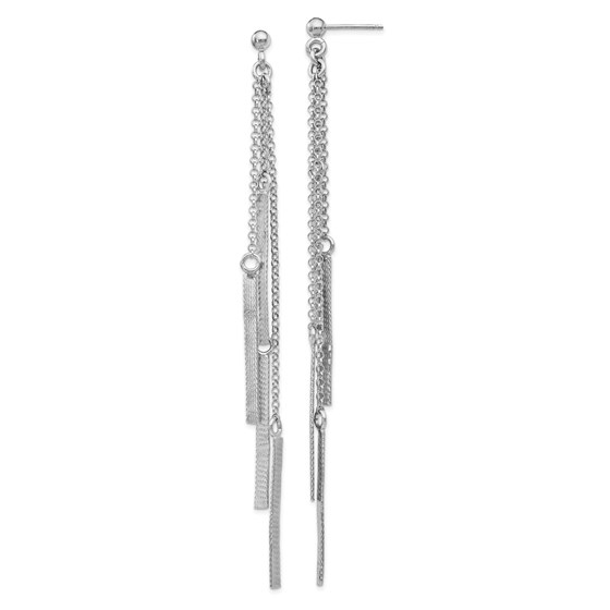 Sterling Silver Textured Post Dangle Earrings - 108 mm Sterling Silver Textured Post Dangle Earrings - 108 mm