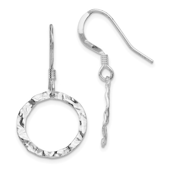 Sterling Silver Textured Shepherd Hook Dangle Earrings - 30.5 mm Sterling Silver Textured Shepherd Hook Dangle Earrings - 30.5 mm