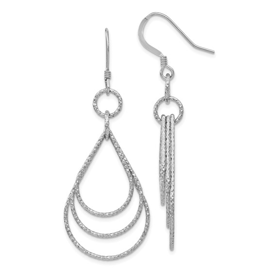 Sterling Silver Textured Shepherd Hook Dangle Earrings - 56.5 mm Sterling Silver Textured Shepherd Hook Dangle Earrings - 56.5 mm