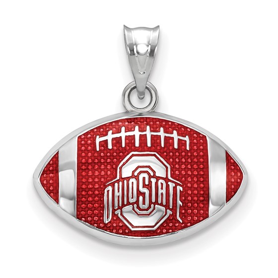 Sterling Silver The Ohio State Univ. Enameled Football Pendant Sterling Silver The Ohio State Univ. Enameled Football Pendant
