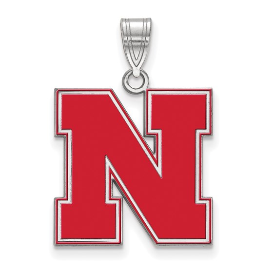 Sterling Silver Univ. of Nebraska Large Enamel Pendant Sterling Silver Univ. of Nebraska Large Enamel Pendant
