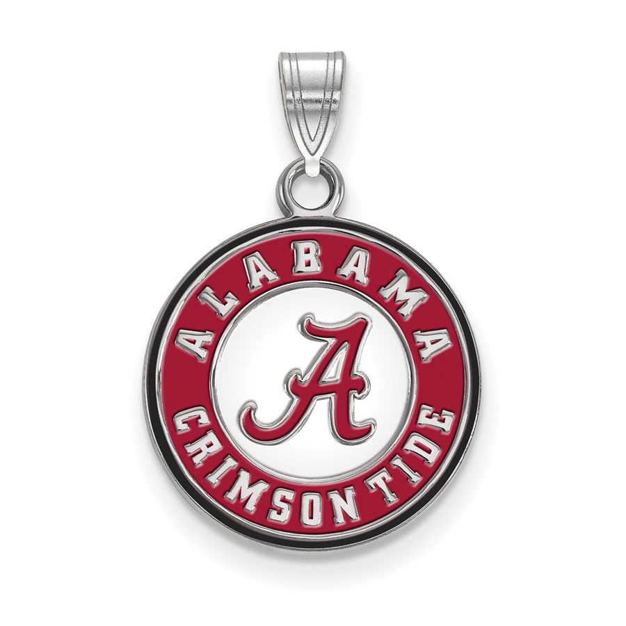 Sterling Silver University of Alabama Medium Enamel Disc Pendant