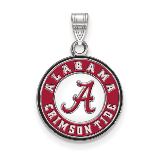 Sterling Silver University of Alabama Medium Enamel Disc Pendant Sterling Silver University of Alabama Medium Enamel Disc Pendant
