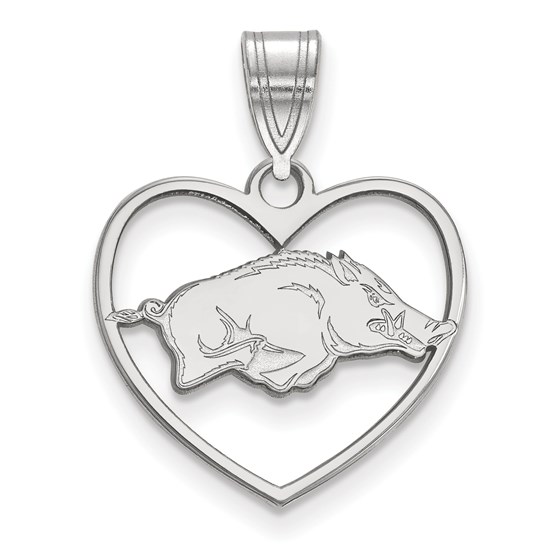 Sterling Silver University of Arkansas Heart Pendant Sterling Silver University of Arkansas Heart Pendant