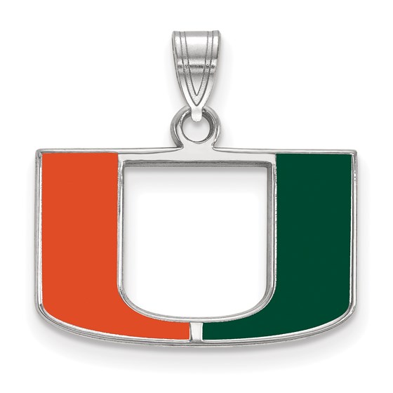 Sterling Silver University of Miami Enamel Pendant Sterling Silver University of Miami Enamel Pendant